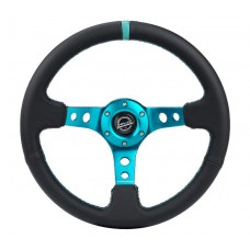 350MM 3in DEEP DISH WITH HOLES LEATHER - TEAL LEATHER