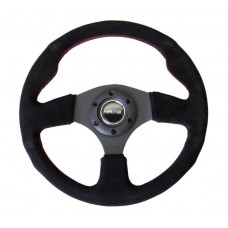 RACING STEERING WHEEL SUEDE - SUEDE- RED STITCH