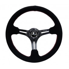 350MM 3in DEEP DISH WITH SLITS SUEDE - RED STITCHING