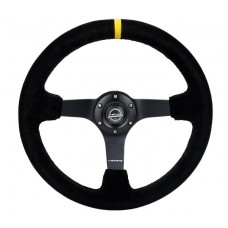 350MM DEEP DISH STEERING WHEEL SUEDE - BLACK-YELLOW MARK