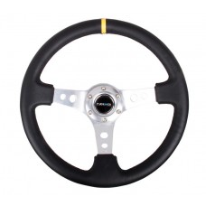 350MM 3in DEEP DISH WITH HOLES LEATHER - SILVER- YELLOW CENTER MARK