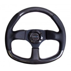 CARBON FIBER STEERING WHEEL FLAT BOTTOM - CARBON BLACK STITCH