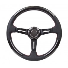 CARBON FIBER STEERING WHEEL 1.5" DEEP DISH - CARBON RED STITCH