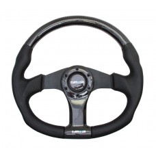 CARBON FIBER STEERING WHEEL OVAL SHAPE - CARBON BLACK