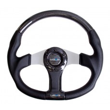 CARBON FIBER STEERING WHEEL OVAL SHAPE - CARBON SILVER