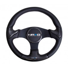 CARBON FIBER STEERING WHEEL 350MM RUBBER HORN - CARBON FIBER BLACK