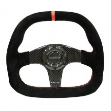 CARBON FIBER STEERING WHEEL FLAT BOTTOM WRAPPED SUEDE