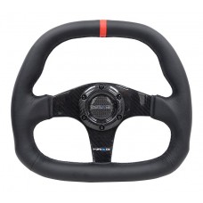 CARBON FIBER STEERING WHEEL FLAT BOTTOM WRAPPED LEATHER