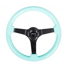 350MM 3in DEEP DISH WOOD GRAIN STEERING WHEEL - MINTY FRESH WOOD-BLACK